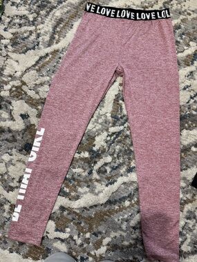 Love Pink Heather Leggings with Black Branded Waistband